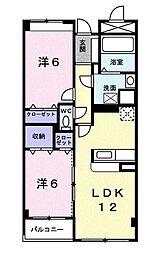 シャンクレール清瀬 2LDKの間取図画像