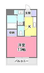 ラパン青葉 1Kの間取図画像