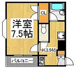 松下マンション 1Kの間取図画像