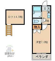 ディアパティオB 1Kの間取図画像