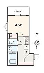 MELLAS新秋津 1Kの間取図画像