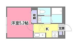 コーラルコート秋津 弐番館 1Kの間取図画像