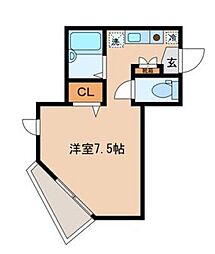 シャトー氷川台 ワンルームの間取図画像