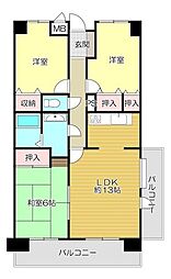 ラブリー日吉台 3LDKの間取図画像