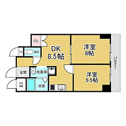 今西マンション 2DKの間取図画像