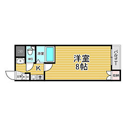 YANOドリームガーデン 1Kの間取図画像