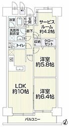 パレス草加・松原 2SLDKの間取図画像