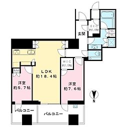 三田ガーデンヒルズPARK MANSION 2LDKの間取図画像