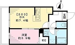 フィカーサブランカ 1DKの間取図画像