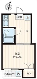 メゾンボヌール 202号室 2階1Kの間取り
