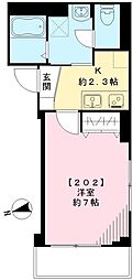 ヴェールメゾン 202号室 2階1Kの間取り