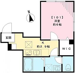 マノワールデュモ 1Kの間取図画像