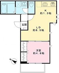 カームコートK 1LDKの間取図画像