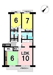 パークヒルズくすのき中央1号棟 3LDKの間取図画像