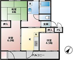 船橋グリーンハイツ3号棟 402 3Kの間取り