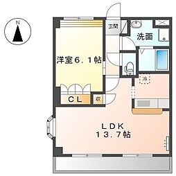 シトラスユノス 1LDKの間取図画像