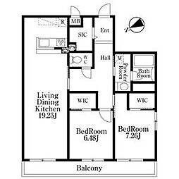 名古屋市千種区千種2丁目マンション 2LDKの間取図画像