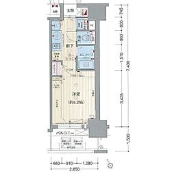 プレサンス鶴舞公園WEST 1Kの間取図画像