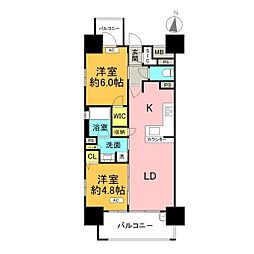 プレサンスロジェ栄ザ・レジデンス 2LDKの間取図画像