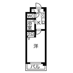 マメゾンちかふじ 1Kの間取図画像