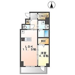 Cielde金山 1LDKの間取図画像