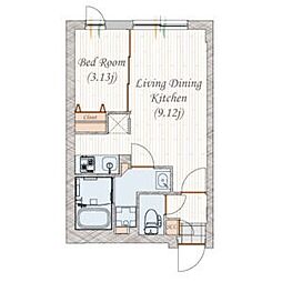 quador名古屋城駅 1LDKの間取図画像