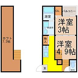 ハーモニーテラス河岸町2 2SKの間取図画像