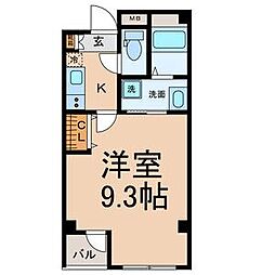 トミテラス 1Kの間取図画像