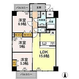 ラヴァーチェ徳川 3LDKの間取図画像