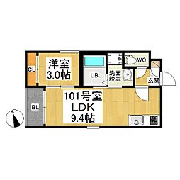 レガリストグランサウス 1LDKの間取図画像