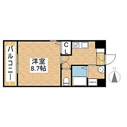 丹下キアーロ 1Kの間取図画像