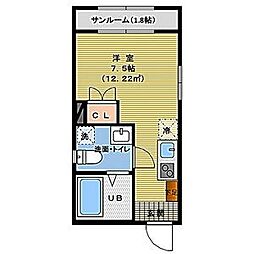 Casa Avenue Tsurumai 4階ワンルームの間取り