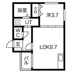 FERIO平安通 1LDKの間取図画像