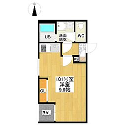 アールスマート黒川 ワンルームの間取図画像