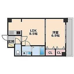 アンシャンテ車道 1LDKの間取図画像