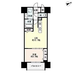 ザ・シンフォニア新栄 1LDKの間取図画像