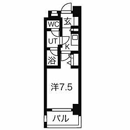 メリヴ鶴舞 1Kの間取図画像