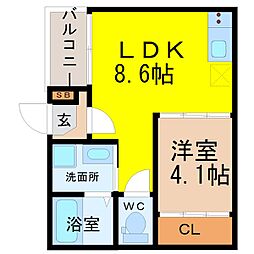 ハーモニーテラス平針 1SLDKの間取図画像