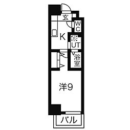 リシュドール鶴舞公園 1Kの間取図画像