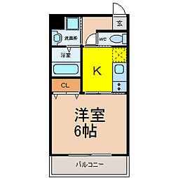 サンパティーク 1Kの間取図画像