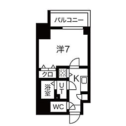 エスプレイス鶴舞ガーデンテラス 10階1Kの間取り