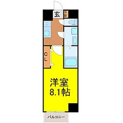 名鉄名古屋本線 堀田駅 徒歩2分の賃貸マンション 3階1Kの間取り