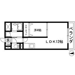 サンマール牛巻 8階1LDKの間取り