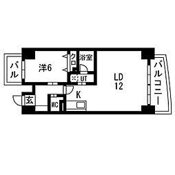 ブルームライフ今池 11階1LDKの間取り