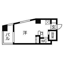 ドール新栄 6階1Kの間取り