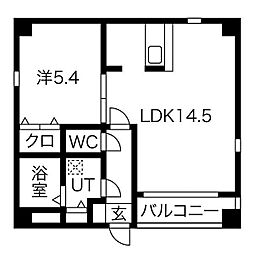 グランレーヴ大須観音 2階1LDKの間取り