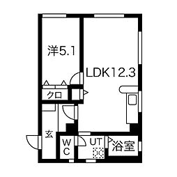 DIVERSITY K 3階1LDKの間取り