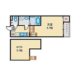 ハーモニーテラス原V 1階1SKの間取り
