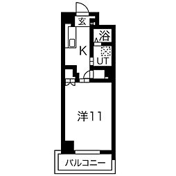 グランダール吹上 3階1Kの間取り