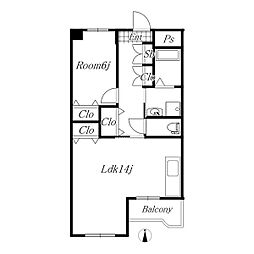 第2水野マンション 4階1LDKの間取り